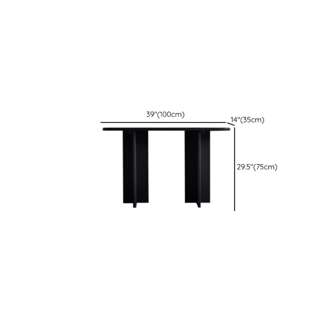 Modern Rectangle Black Ash Console Table #size