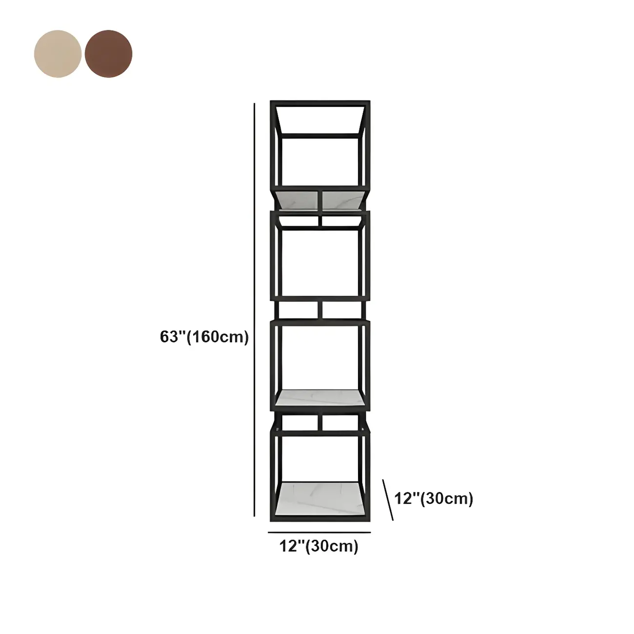 Modern Cube Bookcase with Metal Tower Display Shelf in Black & Gold Image - 16 | homeyfad