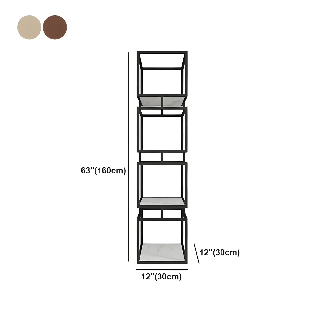 Modern Cube Bookcase with Metal Tower Display Shelf in Black & Gold Image - 16