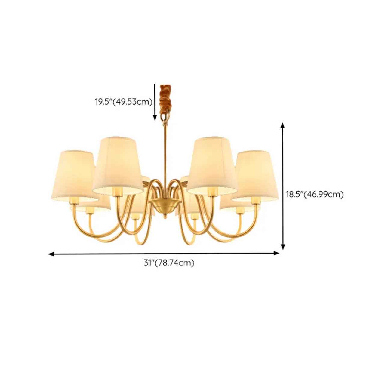 6-Light Modern Chain Fabric Chandelier for Dining Room Image - 19