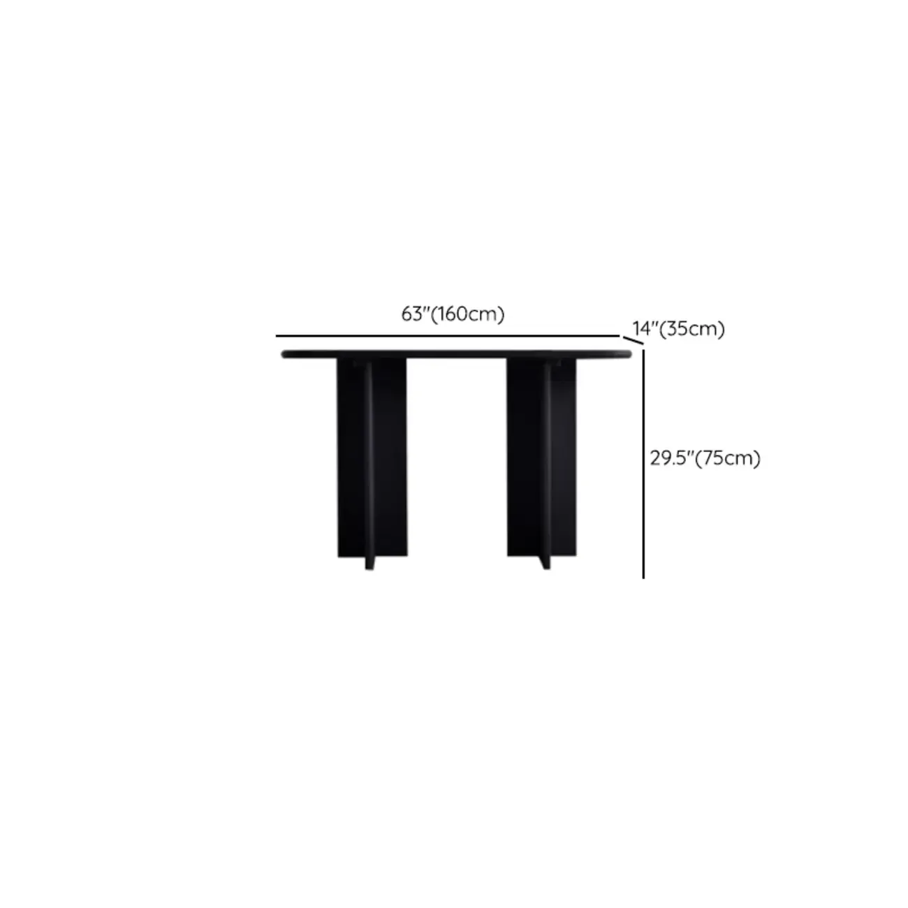Modern Rectangle Black Ash Console Table Image - 15