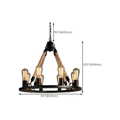 Industrial Vintage Iron Chandelier with 	Adjustable Height Image - 28