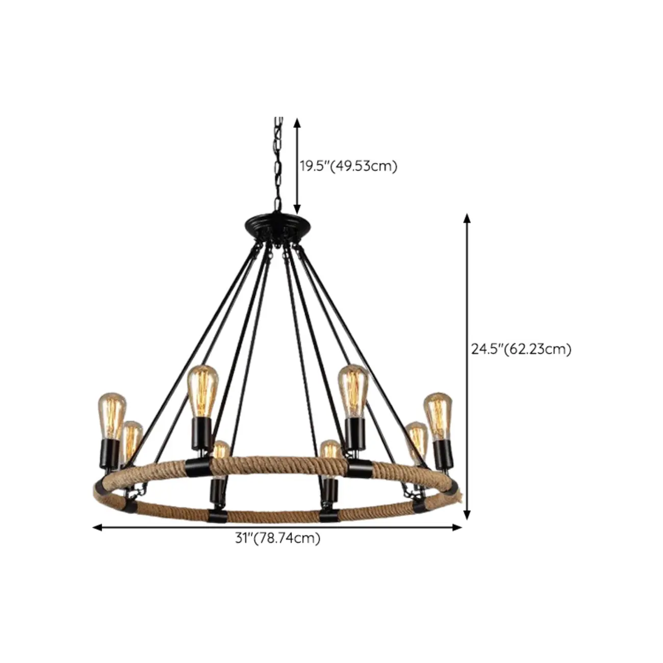 Industrial Vintage Iron Chandelier with 	Adjustable Height Image - 29 | homeyfad