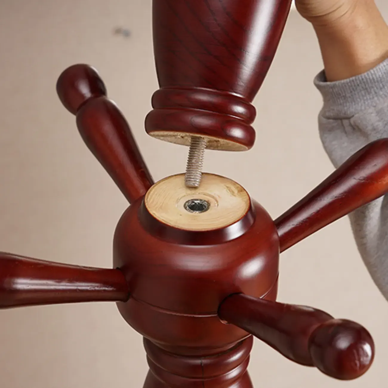 Elegant Walnut Hall Tree with Round Base Image - 21