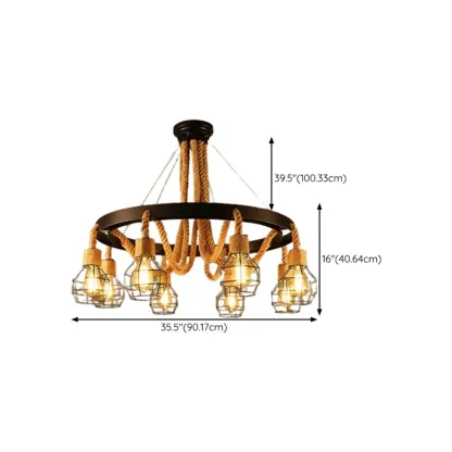 Industrial Vintage Iron Chandelier with 	Adjustable Height Image - 30