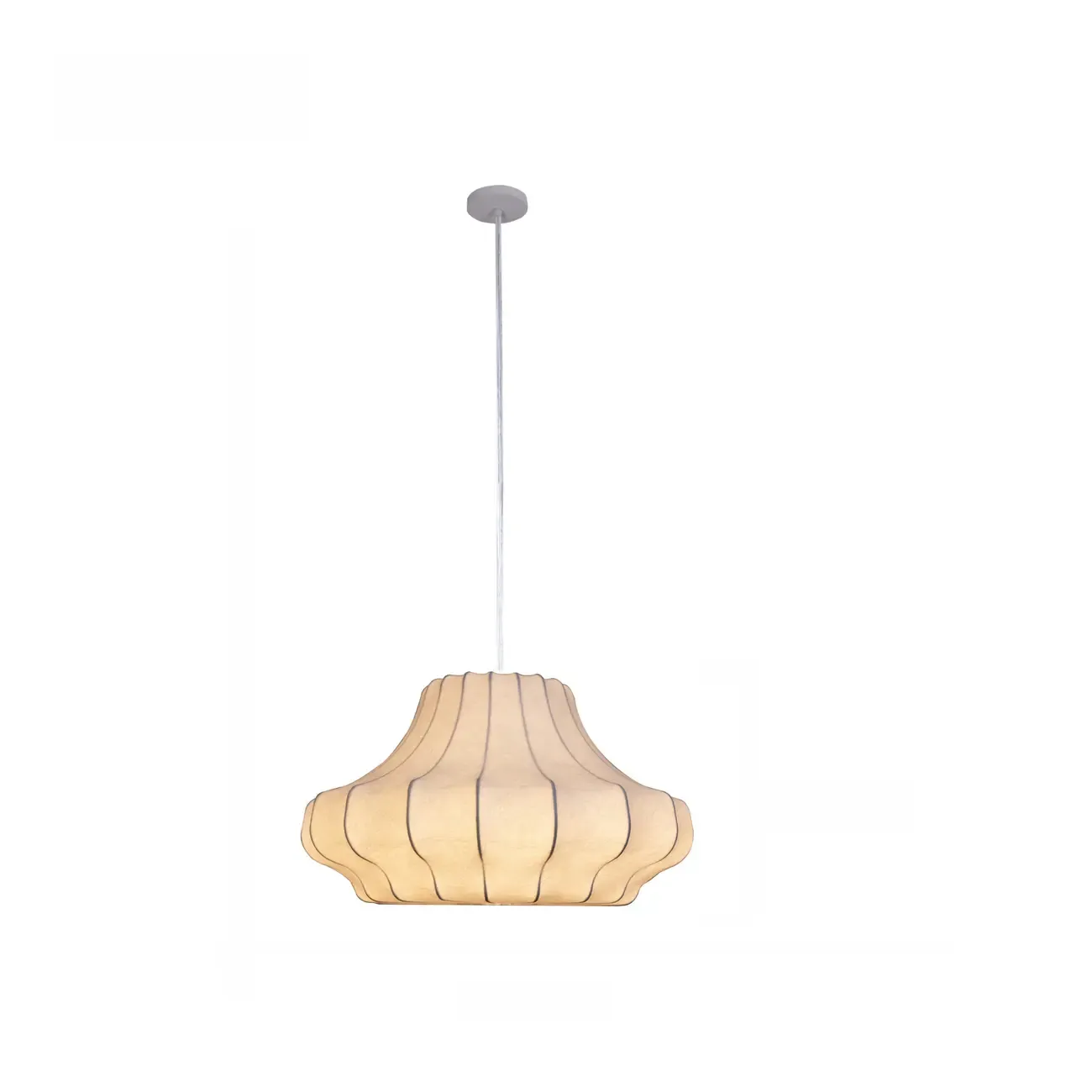 Designer White Fabric Lantern Pendant Lamp for Home Decor Image - 2