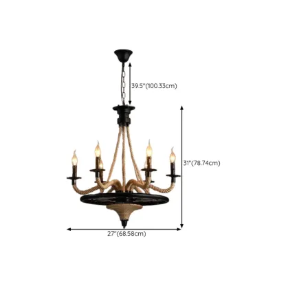 Industrial Vintage Iron Chandelier with 	Adjustable Height Image - 31