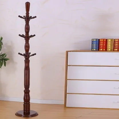 Elegant Walnut Hall Tree with Round Base Image - 22
