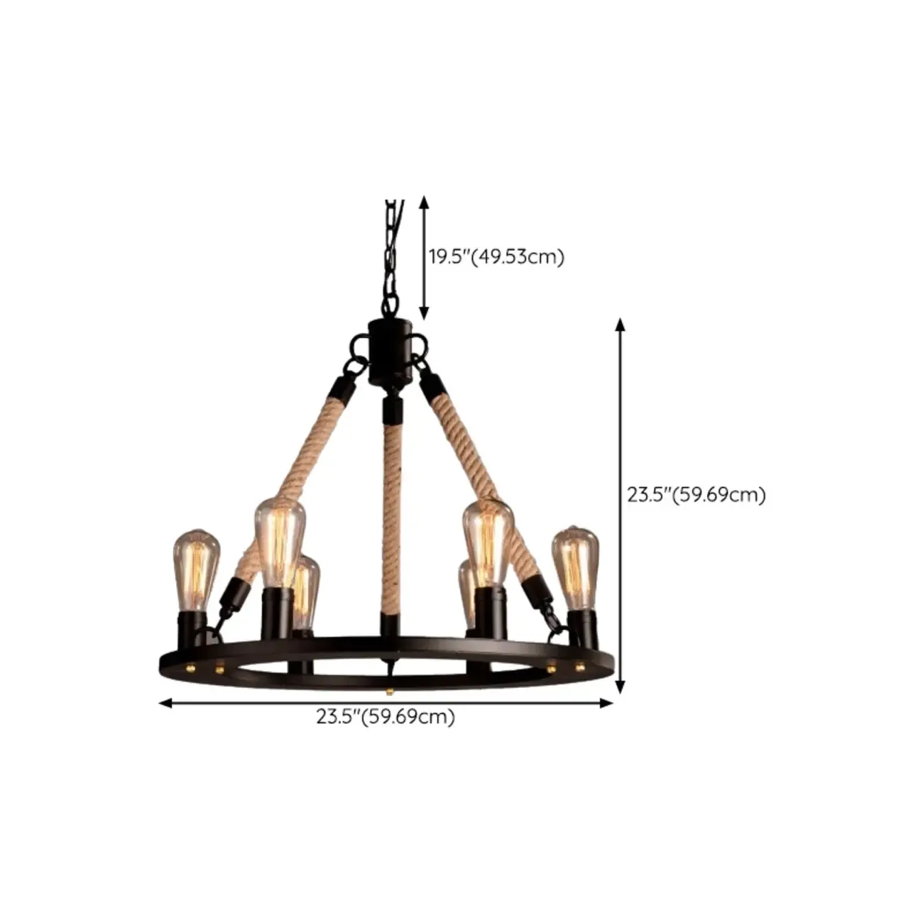 Industrial Vintage Iron Chandelier with 	Adjustable Height Image - 32