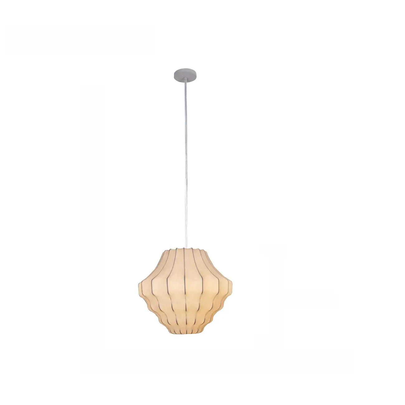 Designer White Fabric Lantern Pendant Lamp for Home Decor Image - 3