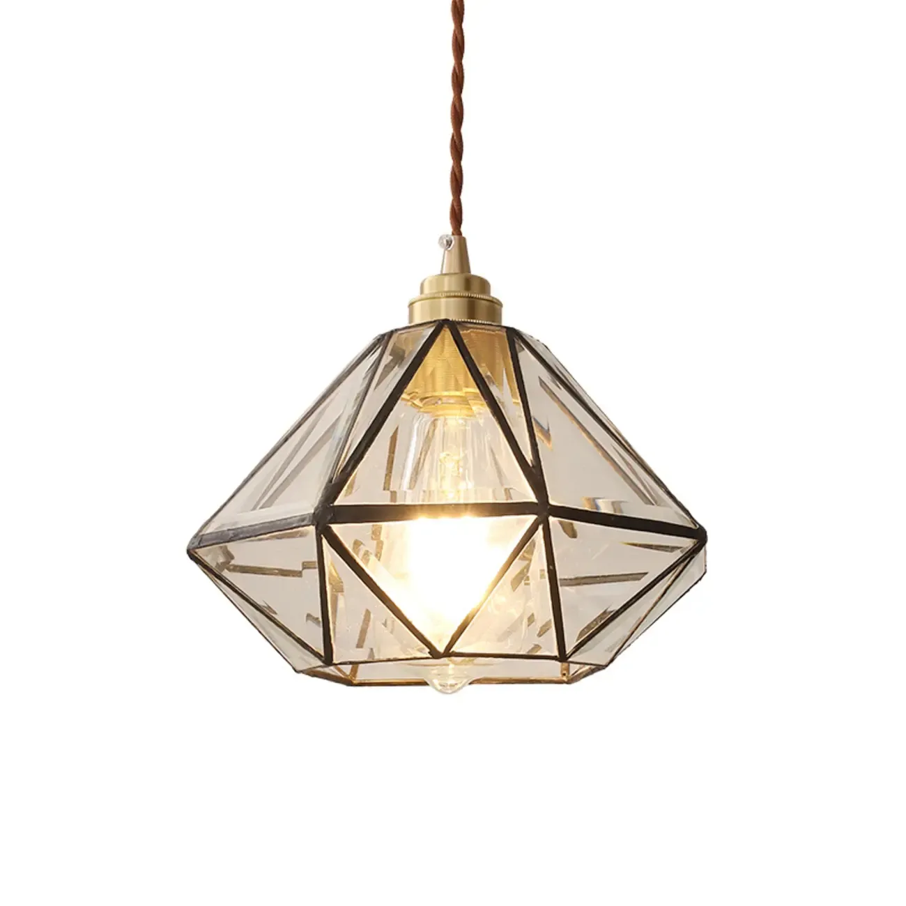Modern Diamond Shape Glass Pendant Light for Living Room Image - 5