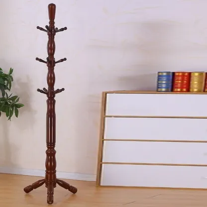 Elegant Walnut Hall Tree with Round Base Image - 23