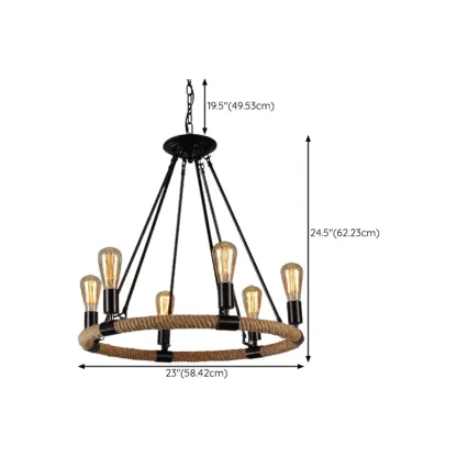 Industrial Vintage Iron Chandelier with 	Adjustable Height Image - 33