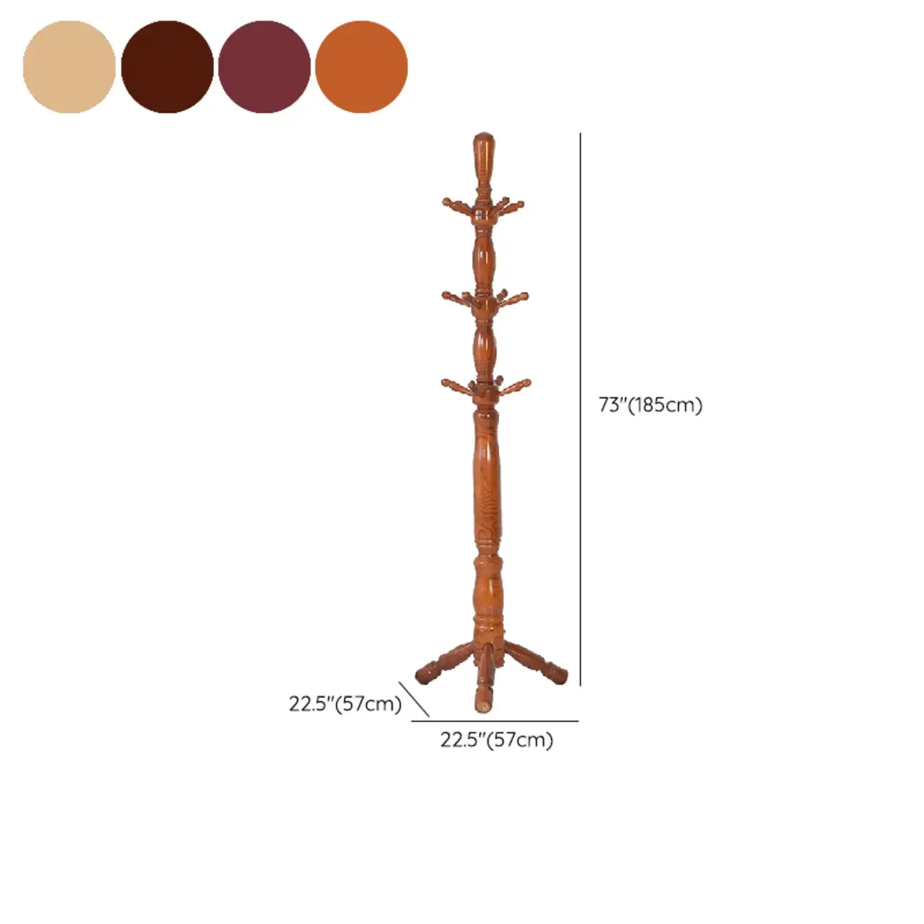 Elegant Walnut Hall Tree with Round Base #size
