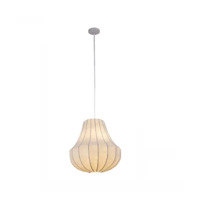 Designer White Fabric Lantern Pendant Lamp for Home Decor Image - 5