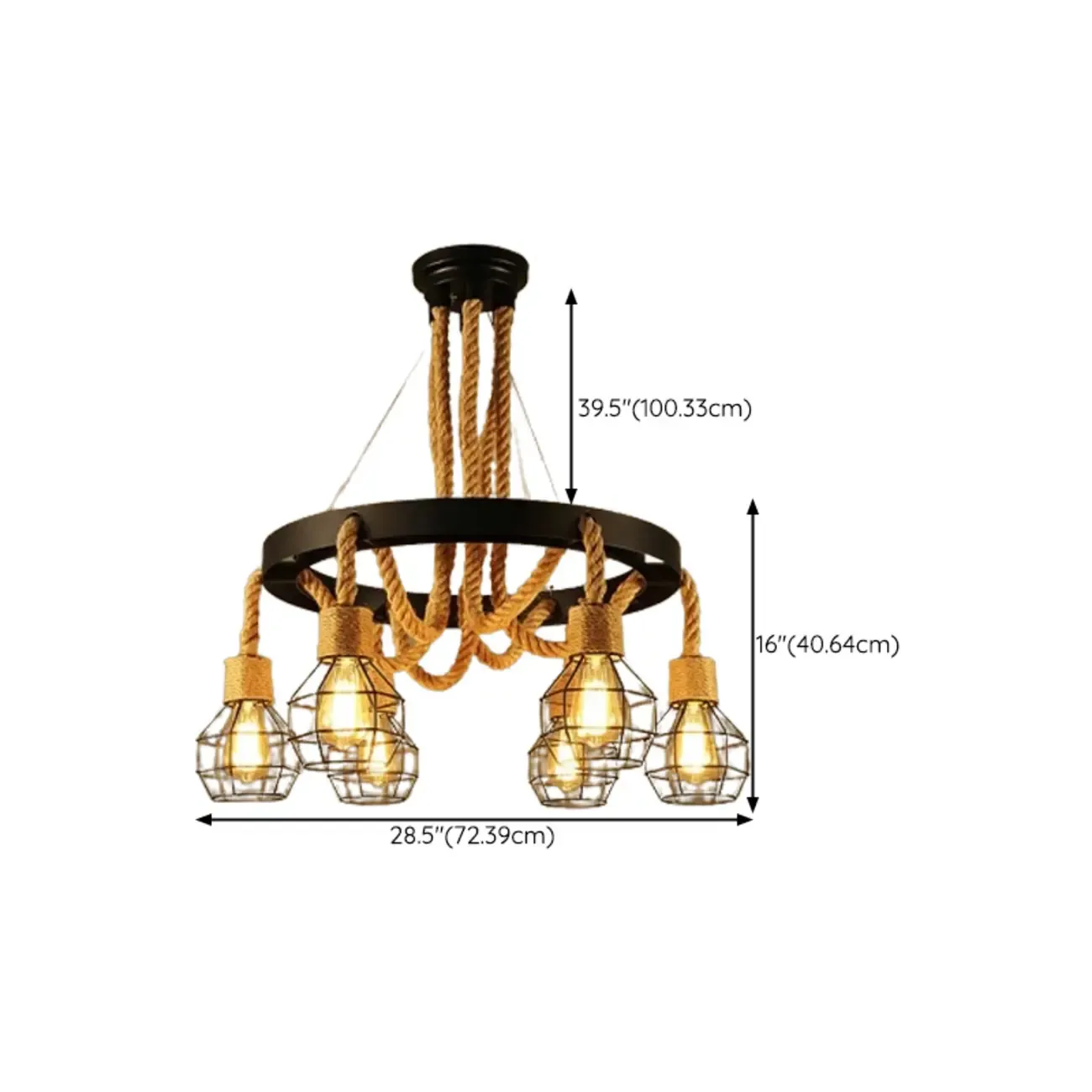 Industrial Vintage Iron Chandelier with 	Adjustable Height Image - 34