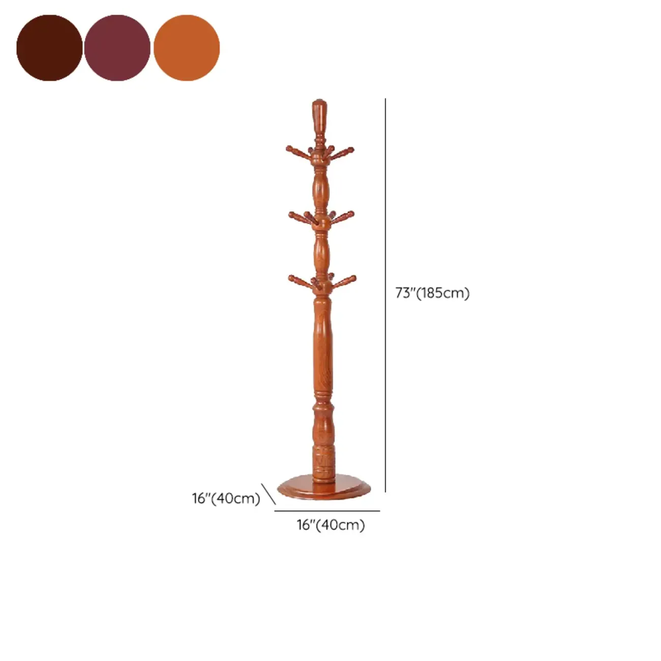 Elegant Walnut Hall Tree with Round Base Image - 25
