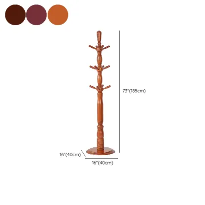 Elegant Walnut Hall Tree with Round Base Image - 25