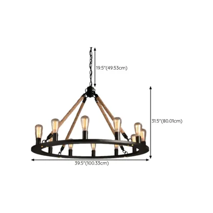 Industrial Vintage Iron Chandelier with 	Adjustable Height Image - 35