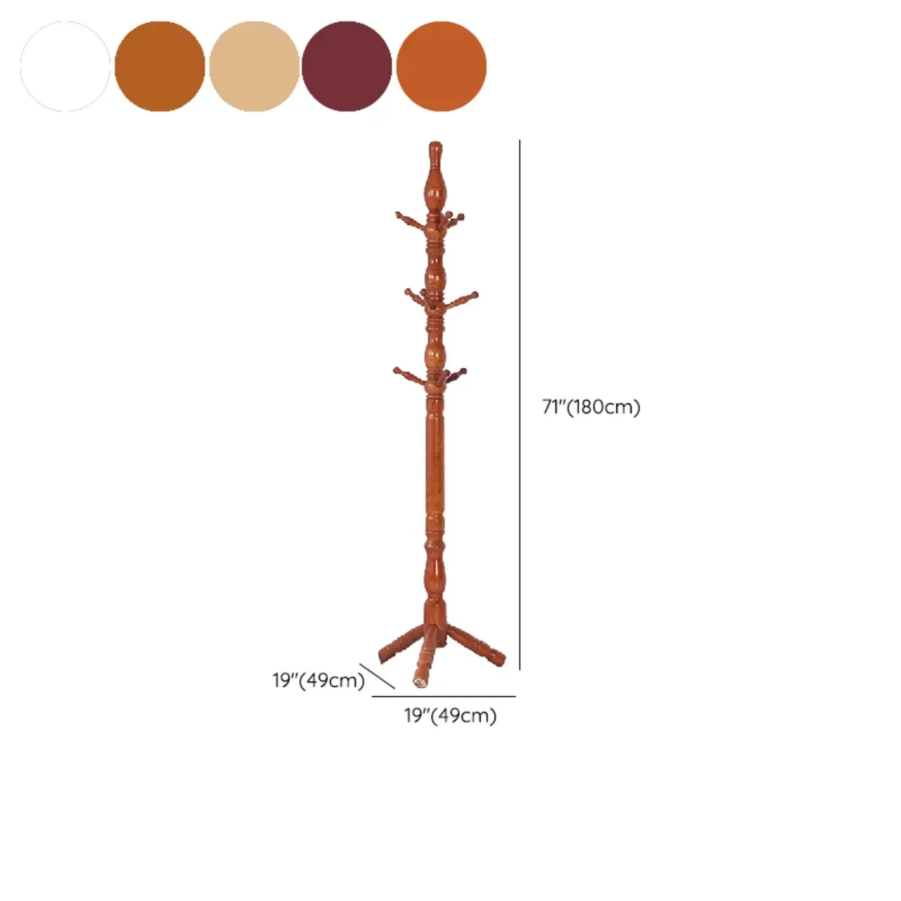 Elegant Walnut Hall Tree with Round Base Image - 26