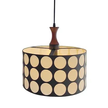 French Style Black and White Round Pendant Lamp for Living Room Image - 6