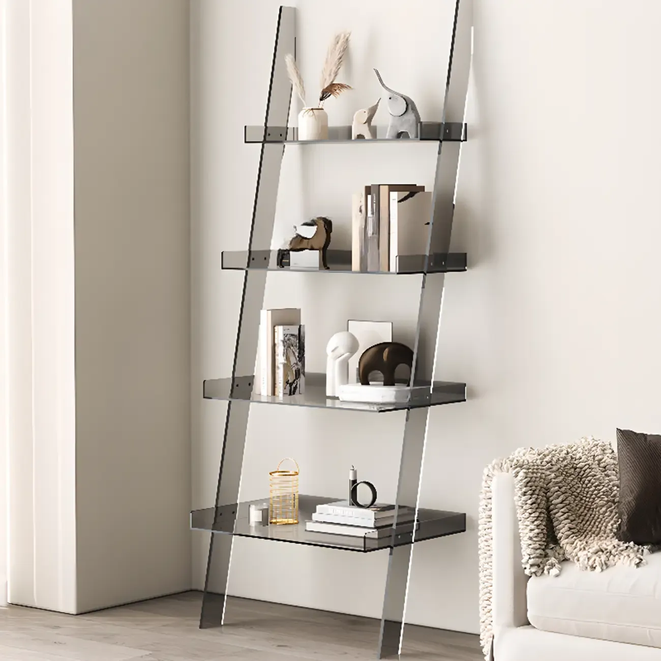 Modern H Ladder Open Bookshelf with 4 Shelves  Image - 1