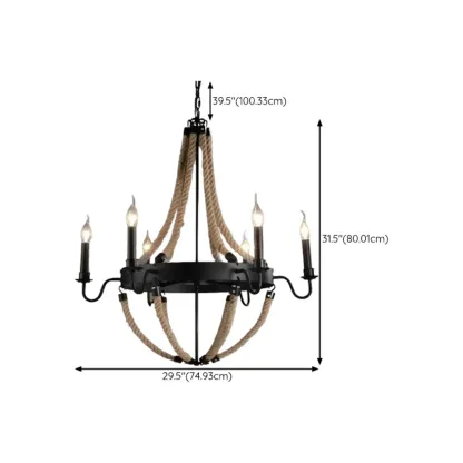 Industrial Vintage Iron Chandelier with 	Adjustable Height Image - 36