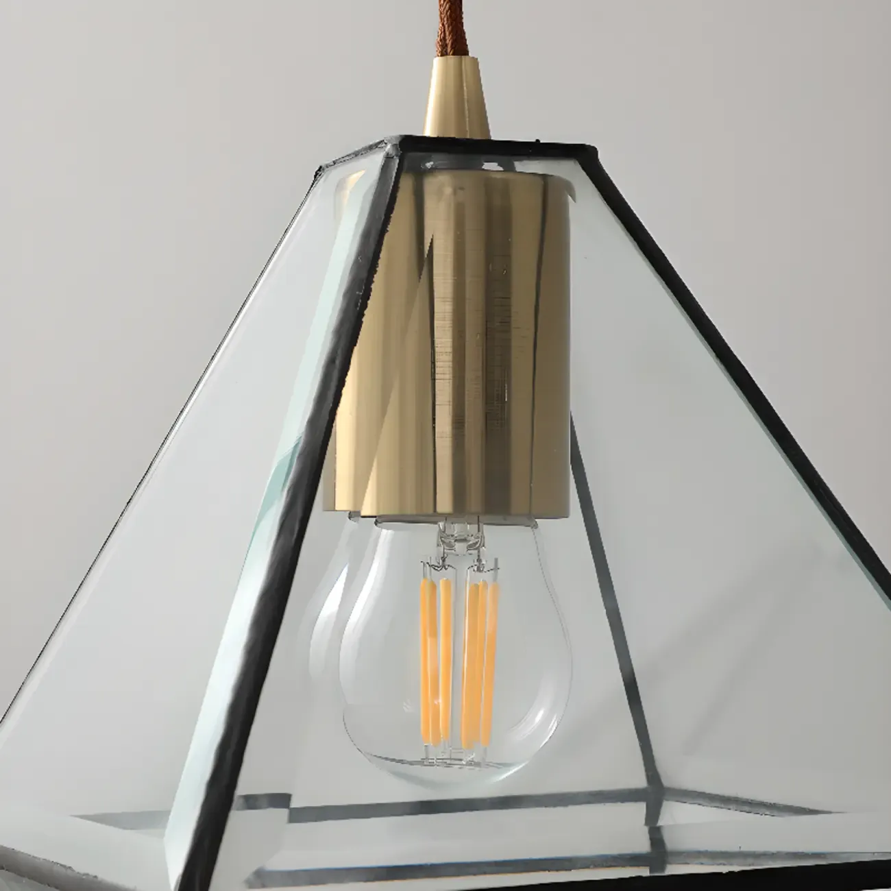 Modern Diamond Shape Glass Pendant Light for Living Room Image - 9