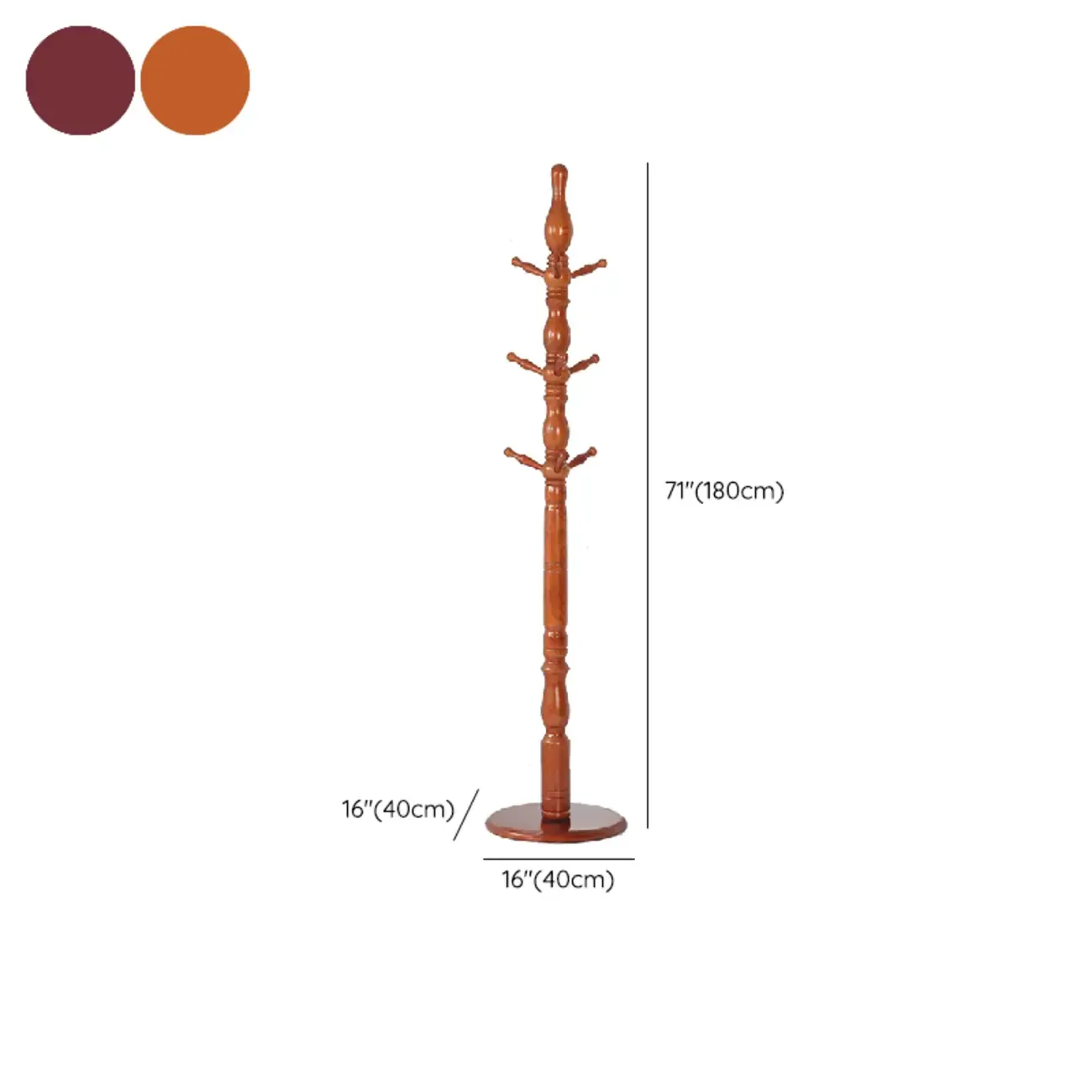 Elegant Walnut Hall Tree with Round Base Image - 27