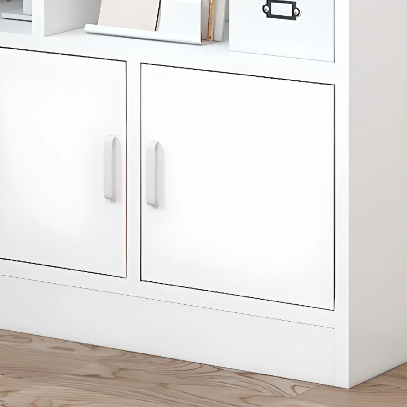 5-Tier Modern Wood Bookshelf with Cabinet Image - 6 | homeyfad