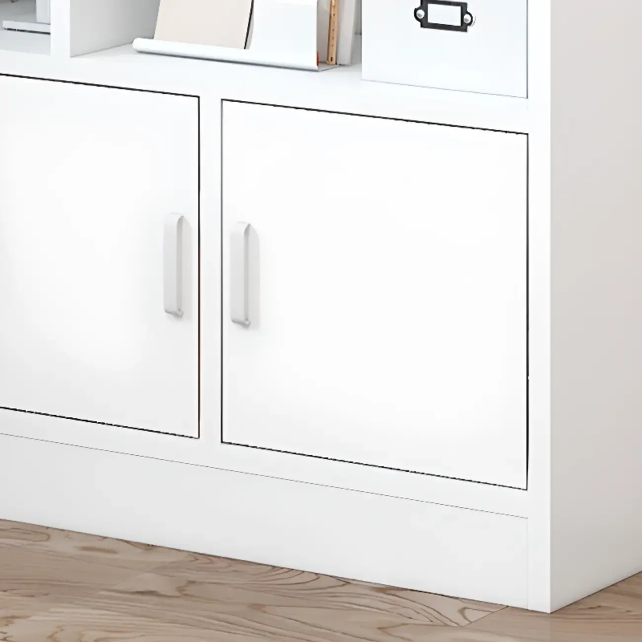 5-Tier Modern Wood Bookshelf with Cabinet Image - 6