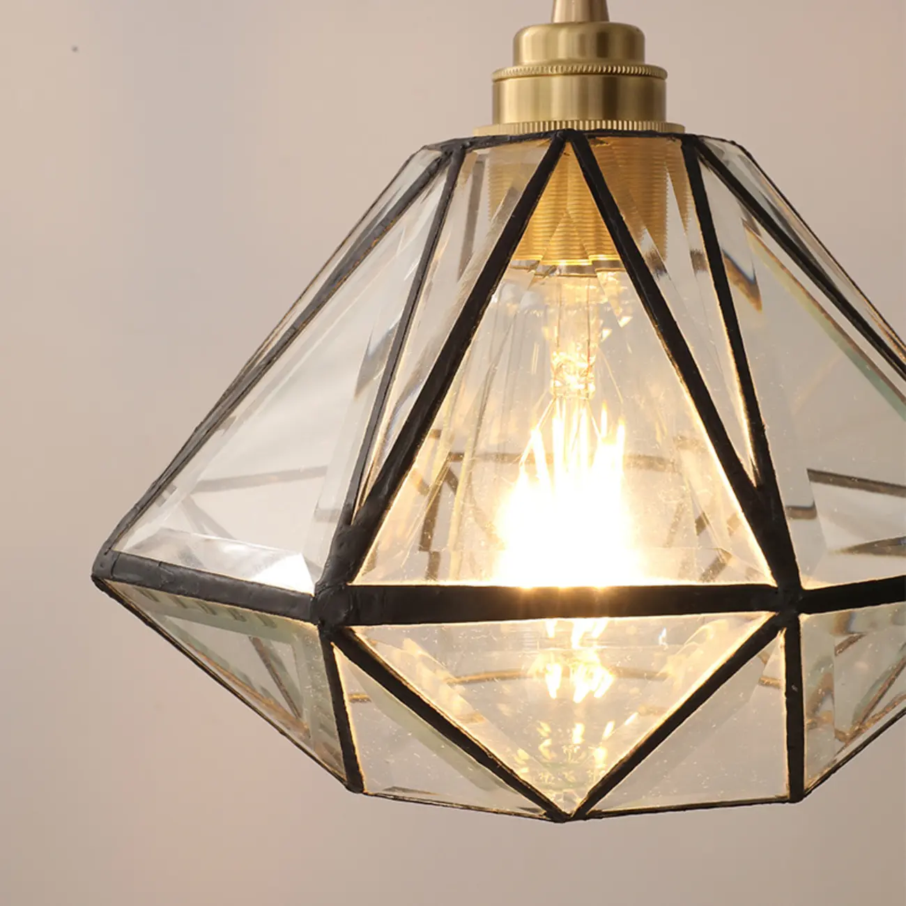 Modern Diamond Shape Glass Pendant Light for Living Room Image - 10 | homeyfad
