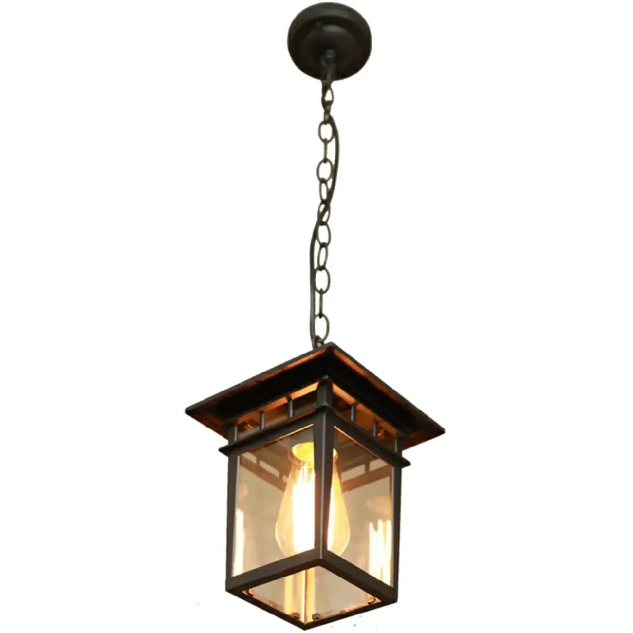 Retro Black Metal Hanging Pendant Lamp for Outdoor Use Image - 5
