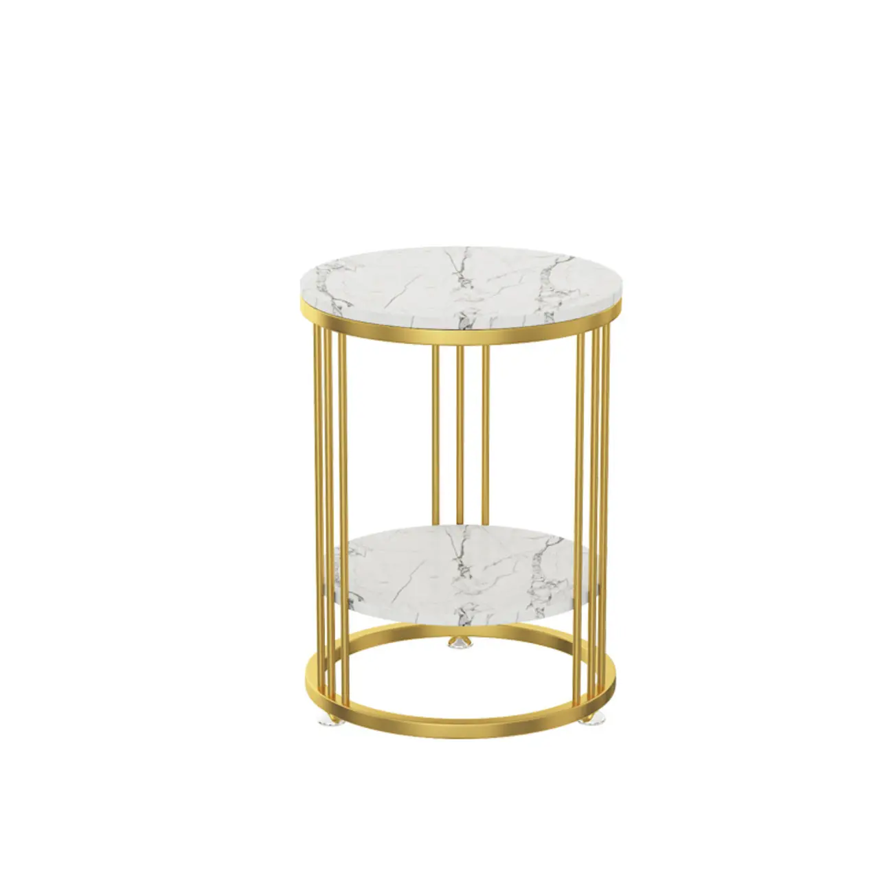 Marble Round End Table for Living Room with Storage Image - 5 | homeyfad