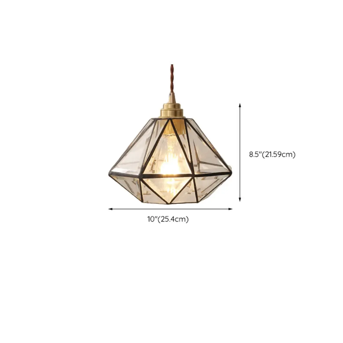Modern Diamond Shape Glass Pendant Light for Living Room #size
