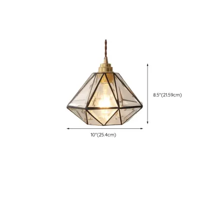Modern Diamond Shape Glass Pendant Light for Living Room #size