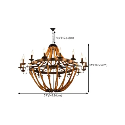 Industrial Vintage Iron Chandelier with 	Adjustable Height Image - 38
