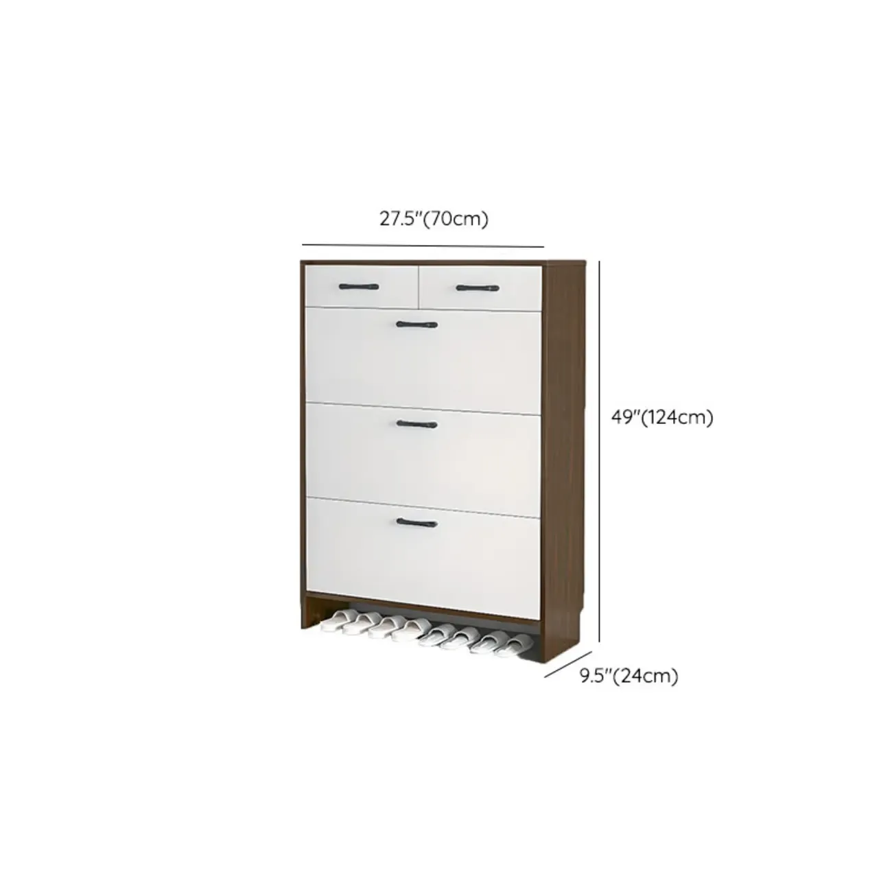 Hallway Wooden Shoe Storage Cabinet with Flip Doors Image - 25