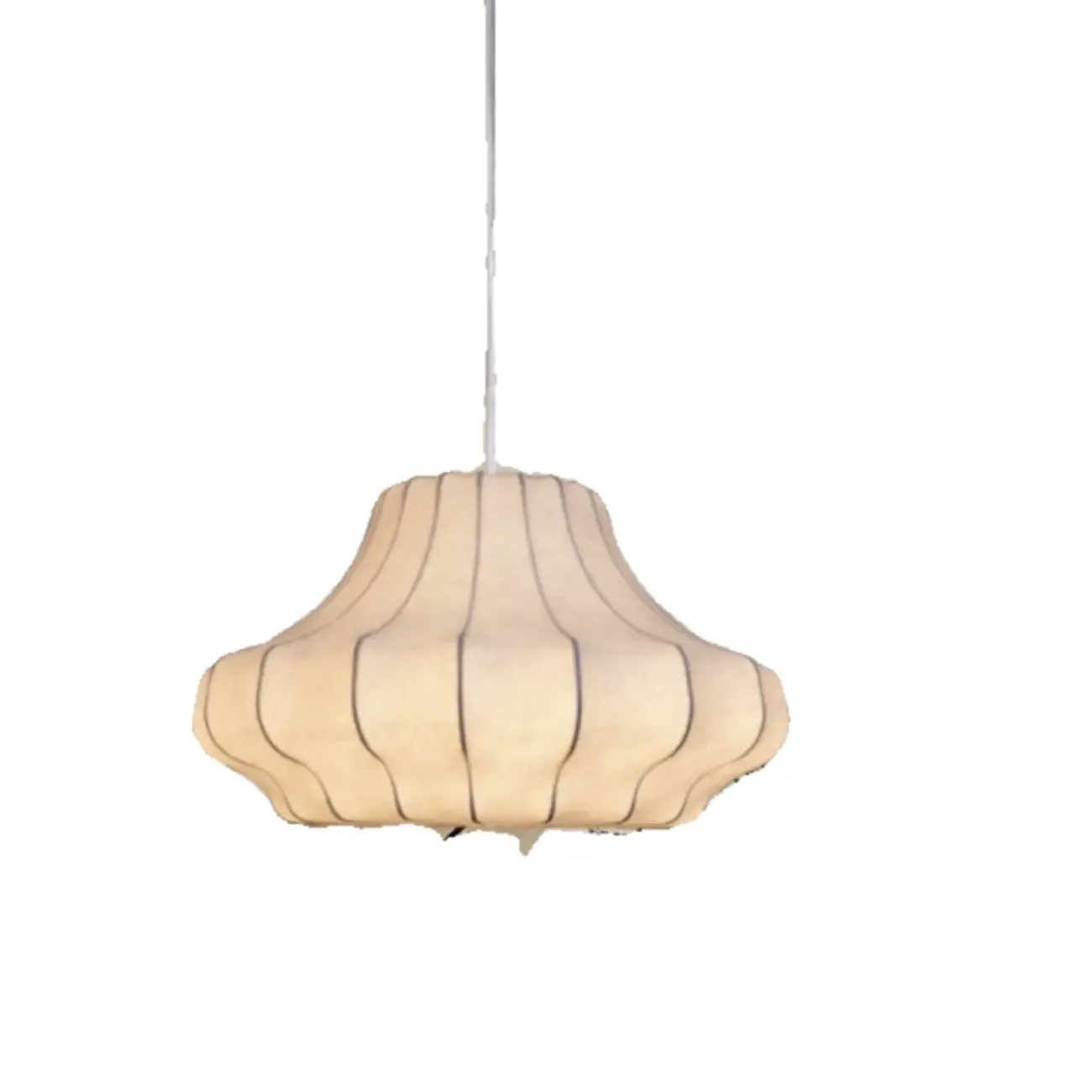 Designer White Fabric Lantern Pendant Lamp for Home Decor Image - 8