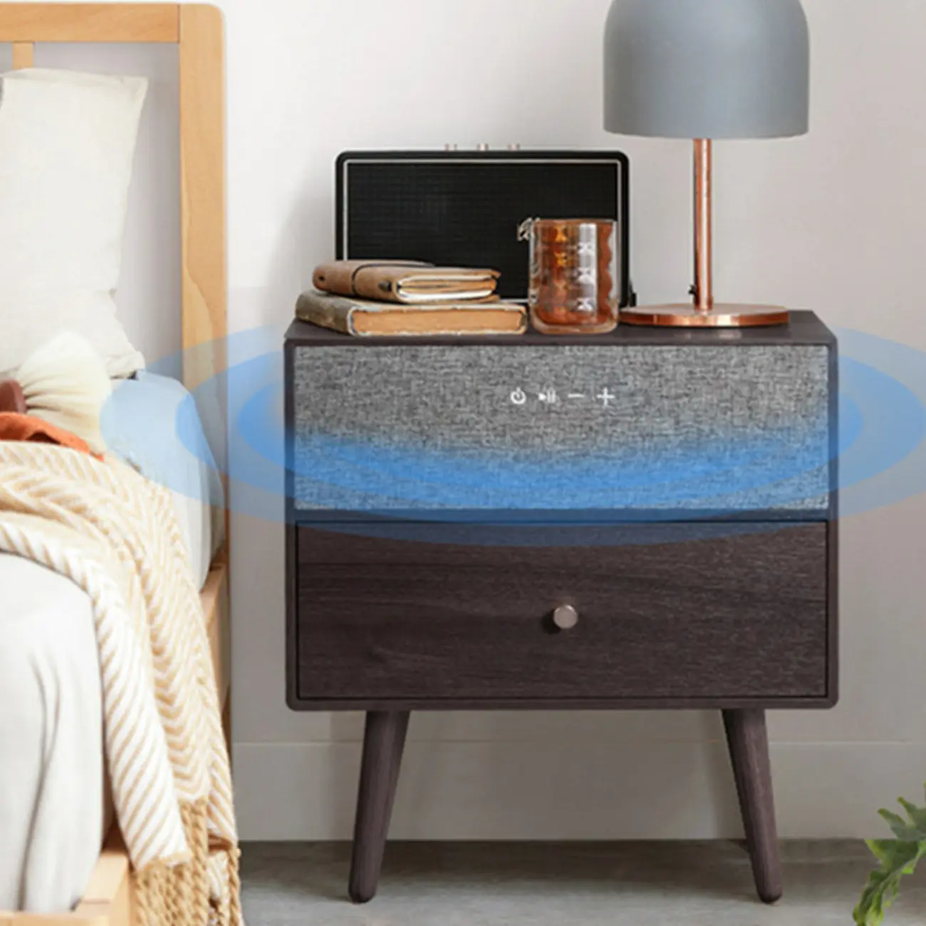Modern Coloer Block Bedside Table with 2 Drawers  Image - 13 | homeyfad