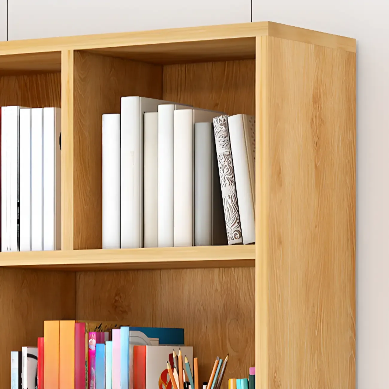 5-Tier Modern Wood Bookshelf with Cabinet Image - 8