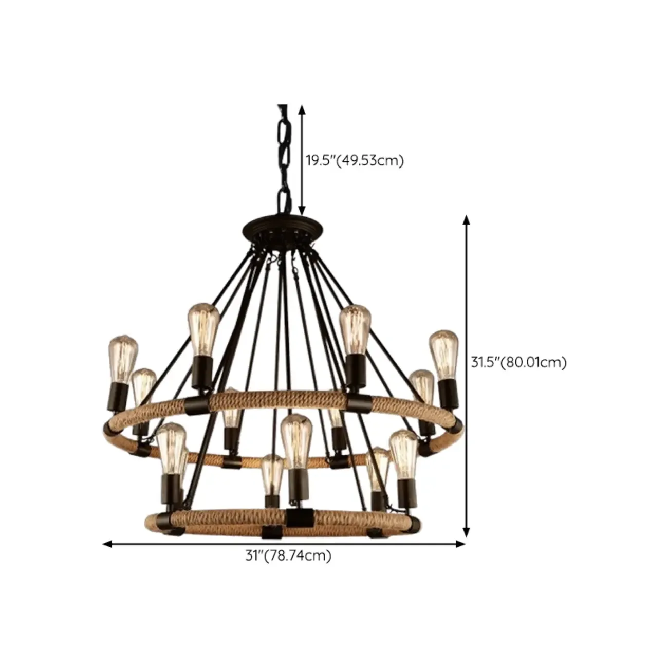 Industrial Vintage Iron Chandelier with 	Adjustable Height Image - 39