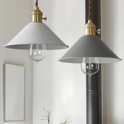 Industrial Gray Aluminum Cone Pendant Light for Dining Room Image - 1