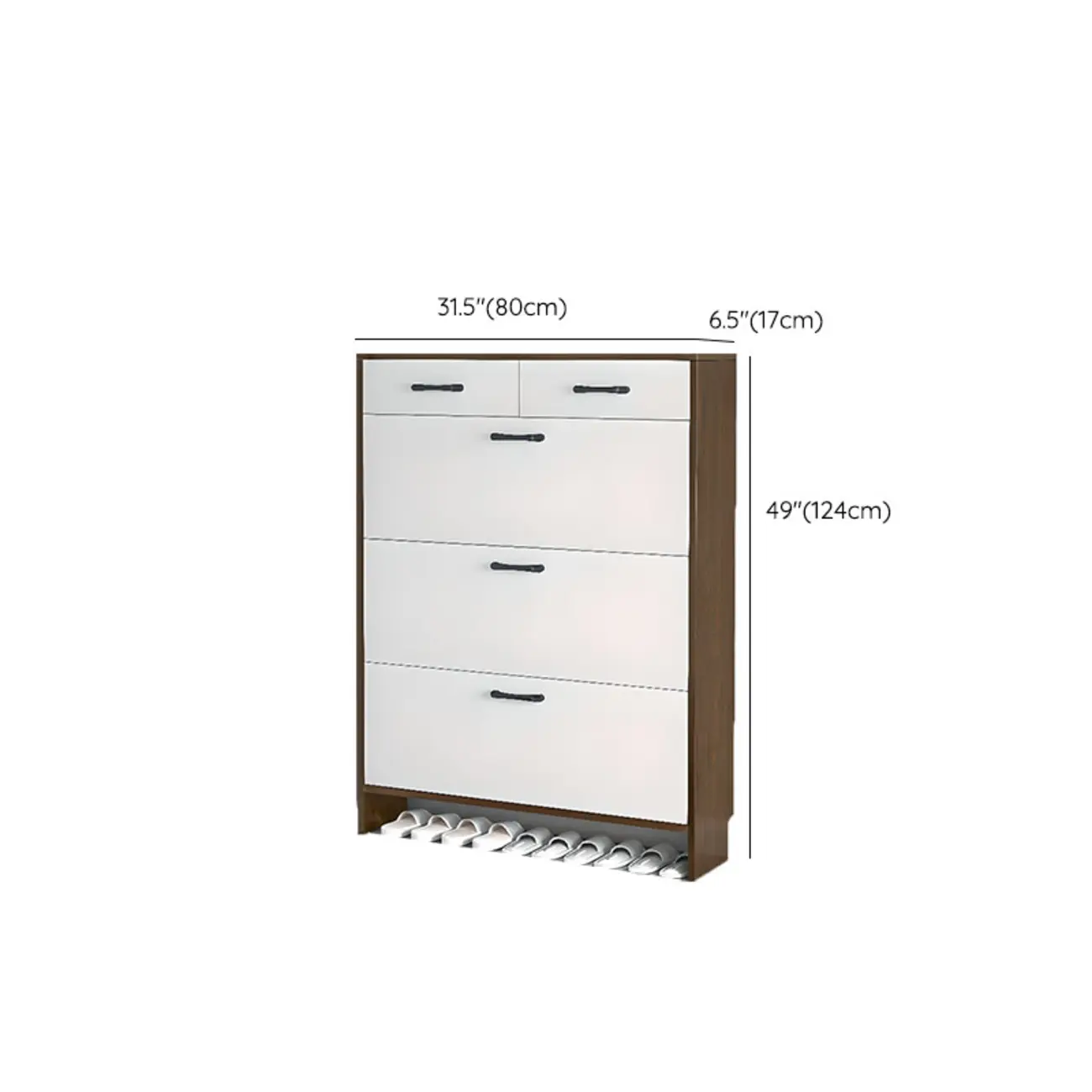 Hallway Wooden Shoe Storage Cabinet with Flip Doors Image - 26 | homeyfad