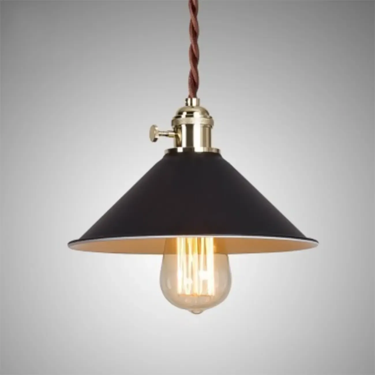 Industrial Gray Aluminum Cone Pendant Light for Dining Room Image - 2