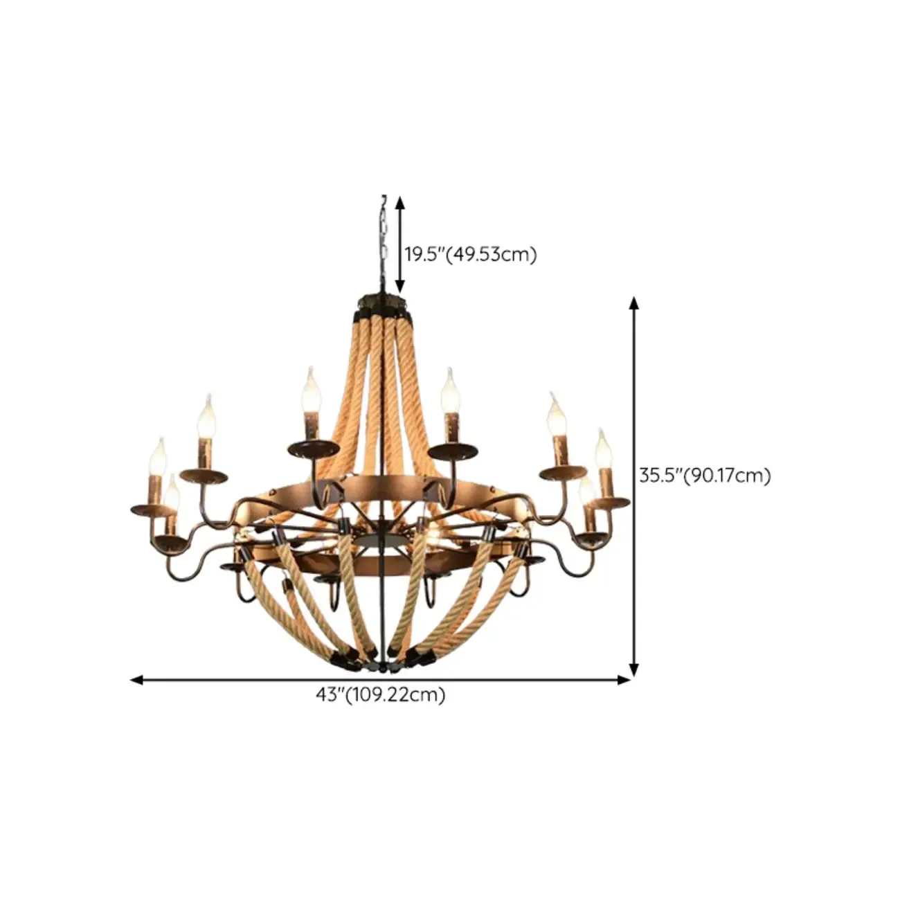 Industrial Vintage Iron Chandelier with 	Adjustable Height Image - 40
