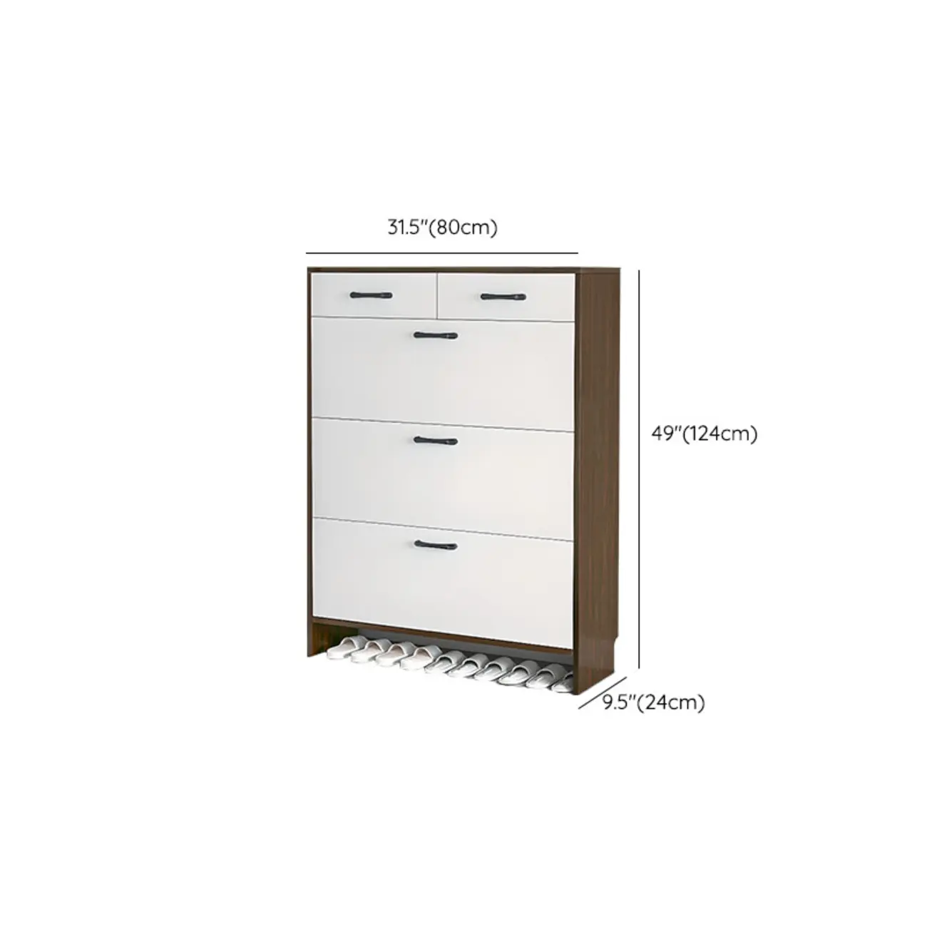 Hallway Wooden Shoe Storage Cabinet with Flip Doors Image - 27 | homeyfad