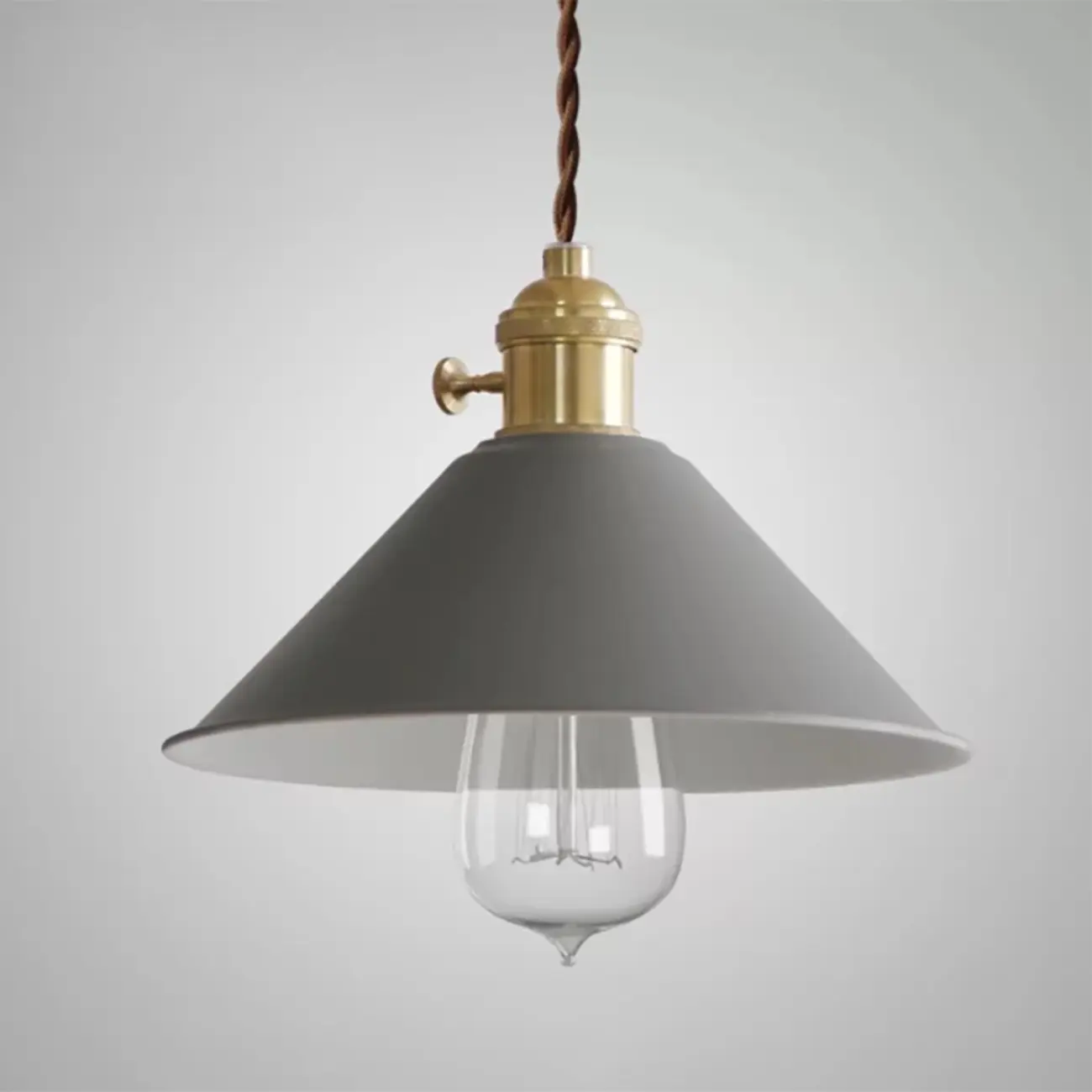 Industrial Gray Aluminum Cone Pendant Light for Dining Room Image - 3 | homeyfad