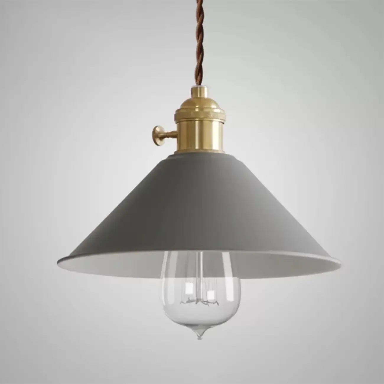 Industrial Gray Aluminum Cone Pendant Light for Dining Room Image - 3