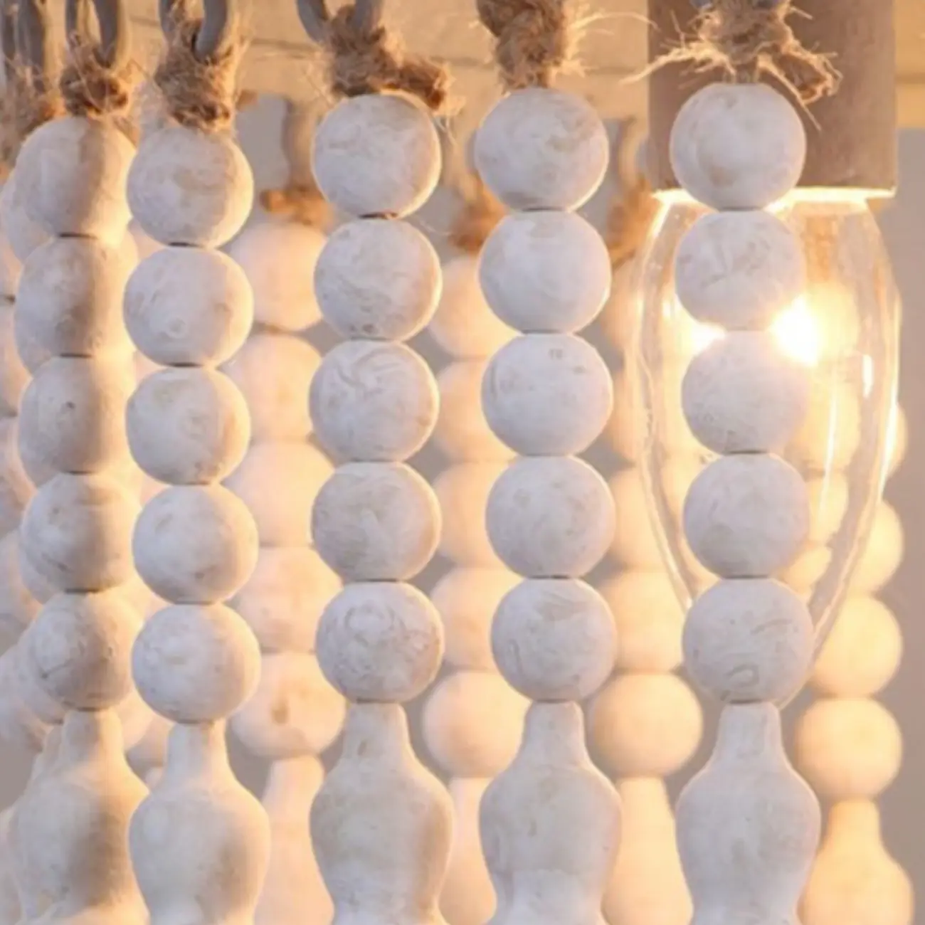 3 Tiers White Wood Beaded Chandelier with Elegant Design Image - 7 | homeyfad